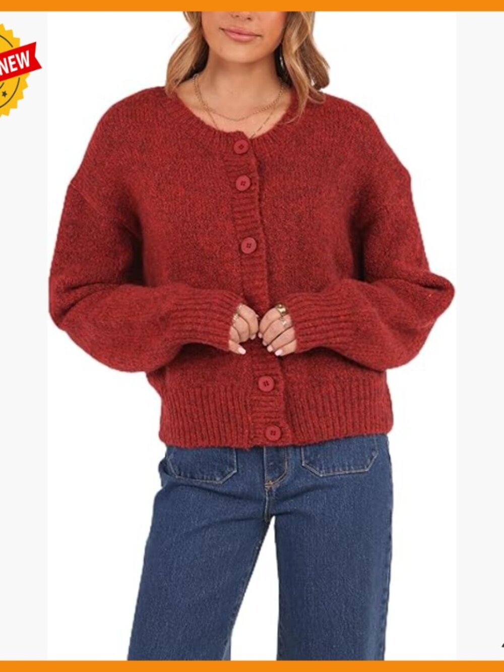 Knitted Cardigan Long Sleeves Button Down True to Size Cozy Sweater